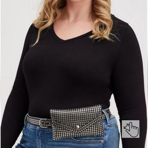 NWT Torrid Sz 1 Faux Leather Studded Belt Bag, color black